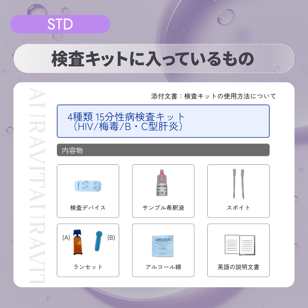 4種類 15分性病検査キット（HIV/梅毒/B・C型肝炎）
